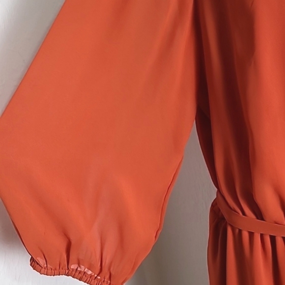Sweet Storm Chiffon Orange Dress with Tan & White Around the Bottom, Size 20W - Picture 3 of 9